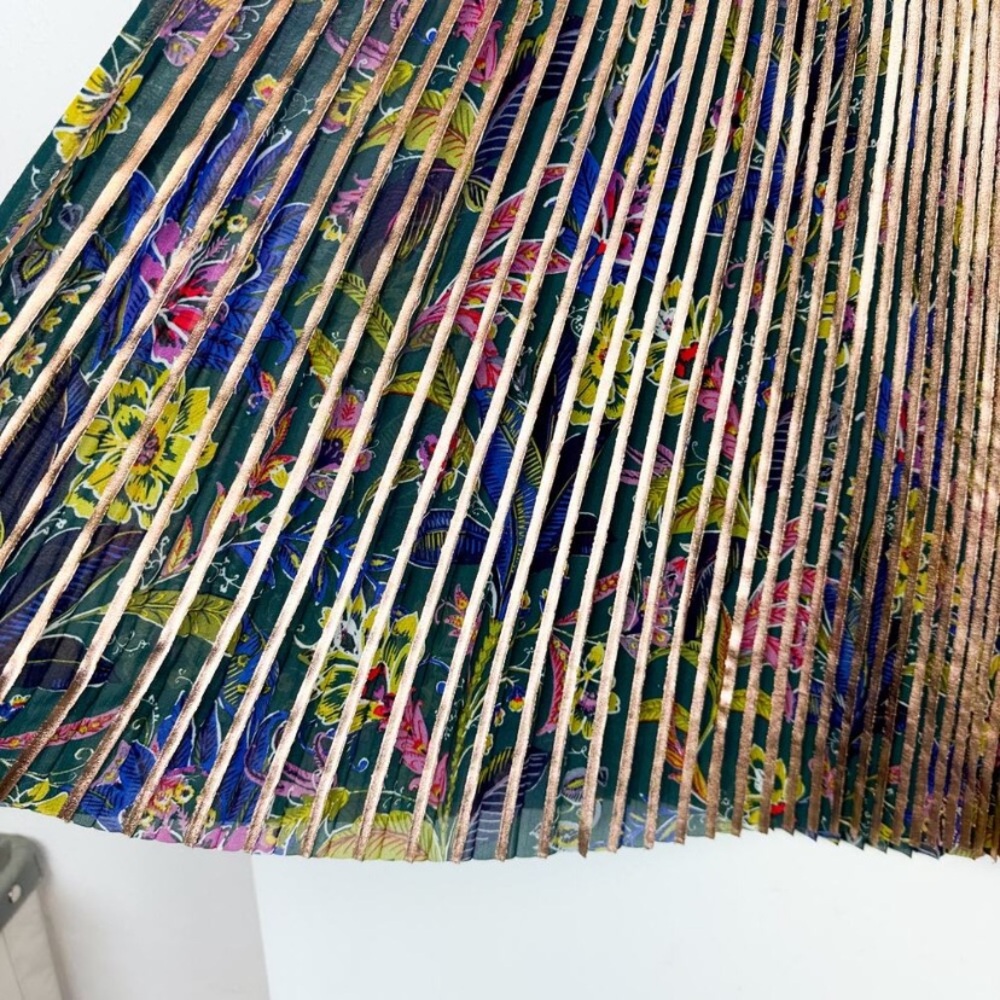 NWOT Anthropologie Maeve Pleated Printed Gold Floral Midi Knee Length Skirt 6 S - Picture 7 of 8